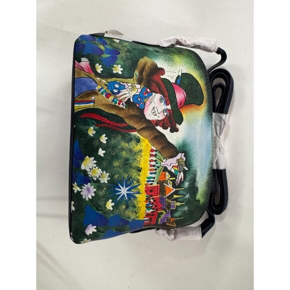 Sharif Colorful Leather Mad Hatter Artistic Shoulder Bag With Beaded Accents & S - Picture 15 of 16